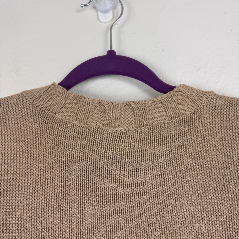 Vintage Newport News Embroidered 90s Mom Knit Tunic Sweater Cottagecore Tan M - Picture 12 of 16